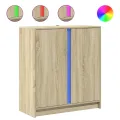Buffet avec LED chêne sonoma 77x34x85 cm bois d'ingénierie