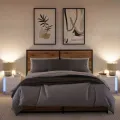 Armoires de chevet et lumières LED 2pcs blanc bois d'ingénierie