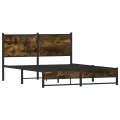 Cadre de lit en métal sans matelas chêne fumé 137x190 cm