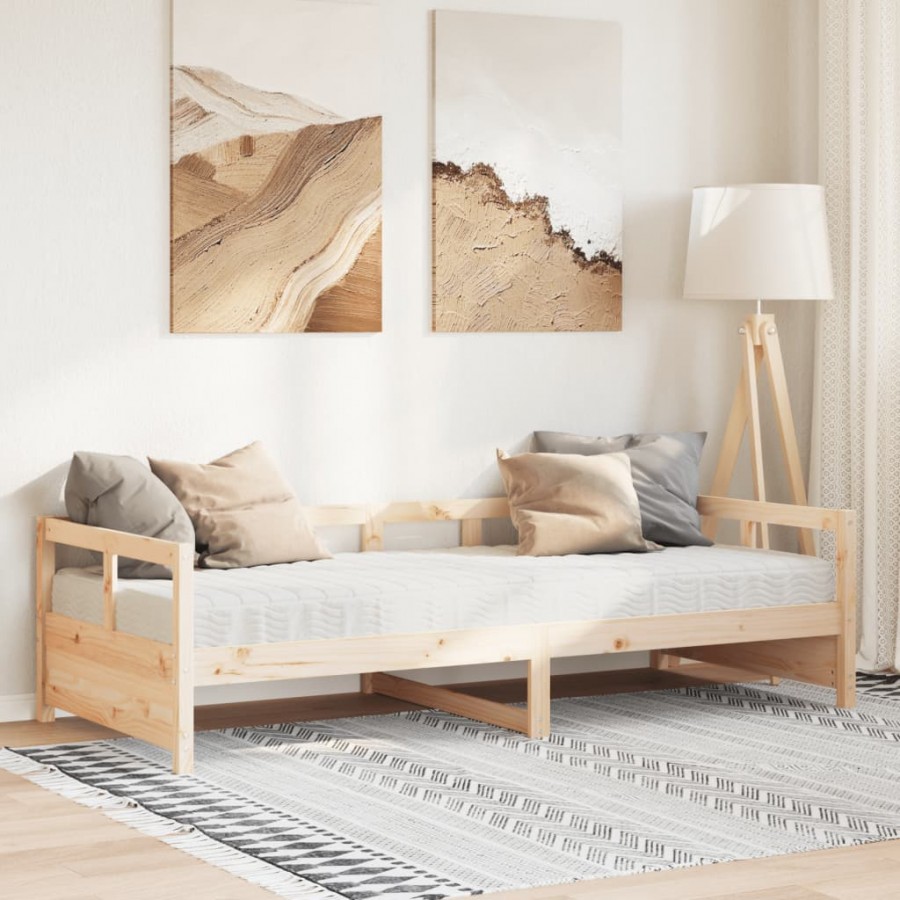 Lit de jour avec matelas 90x200 cm bois de pin massif