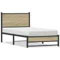 Cadre de lit en métal sans matelas chêne sonoma 90x190 cm