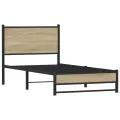 Cadre de lit en métal sans matelas chêne sonoma 90x190 cm