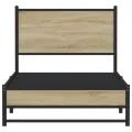 Cadre de lit en métal sans matelas chêne sonoma 90x190 cm