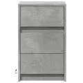 Armoire de chevet et lumières LED gris béton bois d'ingénierie