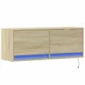 Meuble TV mural avec lumières LED chêne sonoma 100x31x35 cm