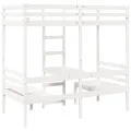 Lit mezzanine avec bureau et chaises blanc 90x200 cm pin massif