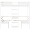 Lit mezzanine avec bureau et chaises blanc 90x200 cm pin massif