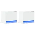 Tables de chevet murales avec lumières LED 2 pcs blanc