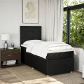 cadre de lit avec matelas Noir 100x200 cm Tissu