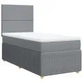 cadre de lit avec matelas Gris clair 100x200cm Tissu