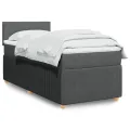 cadre de lit avec matelas Gris foncé 100x200cm Tissu