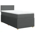 cadre de lit avec matelas Gris foncé 100x200cm Tissu
