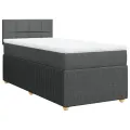 cadre de lit avec matelas Gris foncé 100x200cm Tissu