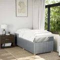 cadre de lit avec matelas Gris clair 100x200cm Tissu