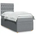 cadre de lit avec matelas Gris clair 100x200cm Tissu