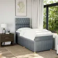 cadre de lit avec matelas Gris clair 100x200cm Tissu