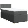 cadre de lit avec matelas Gris foncé 80x200 cm Tissu