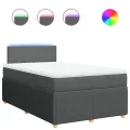 cadre de lit avec matelas gris foncé 120x190cm tissu