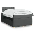 cadre de lit avec matelas gris foncé 120x190cm tissu