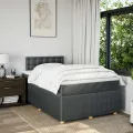 cadre de lit avec matelas gris foncé 120x190cm tissu