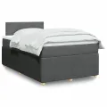 cadre de lit avec matelas gris foncé 120x190cm tissu