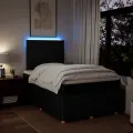 cadre de lit avec matelas noir 120x190 cm tissu