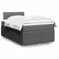 cadre de lit avec matelas gris foncé 120x190cm tissu