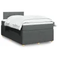 cadre de lit avec matelas gris foncé 120x190cm tissu