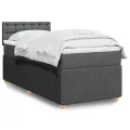 cadre de lit avec matelas Gris foncé 100x200cm Tissu
