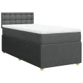 cadre de lit avec matelas Gris foncé 100x200cm Tissu