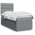 cadre de lit avec matelas Gris clair 90x200 cm Tissu