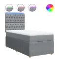 cadre de lit avec matelas Gris clair 90x200 cm Tissu