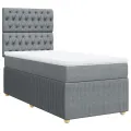 cadre de lit avec matelas Gris clair 90x200 cm Tissu