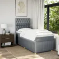 cadre de lit avec matelas Gris clair 90x200 cm Tissu