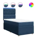 cadre de lit avec matelas Bleu 90x200 cm Tissu
