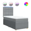 cadre de lit avec matelas Gris clair 100x200cm Tissu