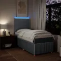 cadre de lit avec matelas Gris clair 100x200cm Tissu