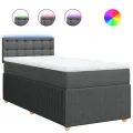 cadre de lit avec matelas Gris foncé 90x200 cm Tissu