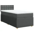 cadre de lit avec matelas Gris foncé 90x200 cm Tissu