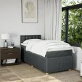 cadre de lit avec matelas Gris foncé 90x200 cm Tissu