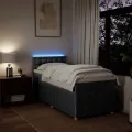 cadre de lit avec matelas Gris foncé 90x200 cm Tissu