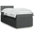 cadre de lit avec matelas Gris foncé 90x200 cm Tissu