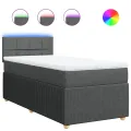 cadre de lit avec matelas Gris foncé 90x200 cm Tissu