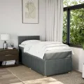 cadre de lit avec matelas Gris foncé 90x200 cm Tissu