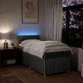 cadre de lit avec matelas Gris foncé 90x200 cm Tissu