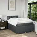 cadre de lit avec matelas Gris foncé 120x200cm Tissu
