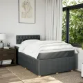 cadre de lit avec matelas Gris foncé 120x200cm Tissu