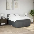 cadre de lit avec matelas Gris foncé 160x200cm Tissu
