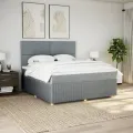 cadre de lit avec matelas Gris clair 180x200cm Tissu