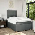 cadre de lit avec matelas Gris foncé 120x200cm Tissu